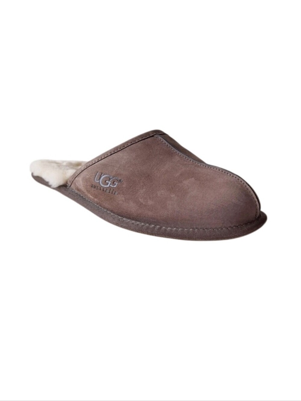 UGG Mens Scuff Slipper Brown Suede Lamb Wool Shearling 12